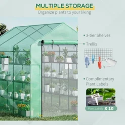 Outsunny 8' X 6' X 7' Walk-in Greenhouse, 18 Shelf Hot House, Roll Up Zipper Door, UV Protective For Flowers, Herbs, Vegetables, Green -OUTSUNNY Sales Store GUEST 2366adfc 5806 4c5a 8cfc f2831c6c7662
