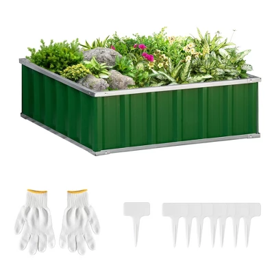 Outsunny 3x3ft Galvanized Raised Garden Bed, Steel Planter For Outdoor Plants, No Bottom W/ A Pairs Of Glove For Backyard, Patio To Grow Vegetables, Herbs, And Flowers 7 Outsunny 3x3ft Galvanized Raised Garden Bed, Steel Planter For Outdoor Plants, No Bottom W/ A Pairs Of Glove For Backyard, Patio To Grow Vegetables, Herbs, And Flowers - Image 7