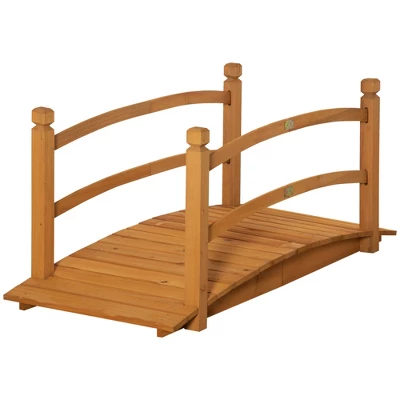 Outsunny 4.7' Garden Bridge, Arc Wood Footbridge, Decorative Pond Bridge With Side Rails 7 Outsunny 4.7' Garden Bridge, Arc Wood Footbridge, Decorative Pond Bridge With Side Rails - Image 7
