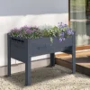 Outsunny 48" Raised Garden Bed With Tool Hooks, 660lb Capacity Fir Wood Elevated Planter Box W/ Water Draining Funnel Design To Grow Vegetables, Gray