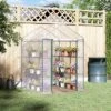 Outsunny Walk-in Greenhouse 4.7' X 4.7' X 6.4' Hot House With 3-Tier Shelving, Roll-Up Door For Outdoor, Garden