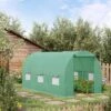 Outsunny 15' X 6' X 7' Walk-in Tunnel Greenhouse Garden Plant Growing House With Door And Ventilation Window, Green