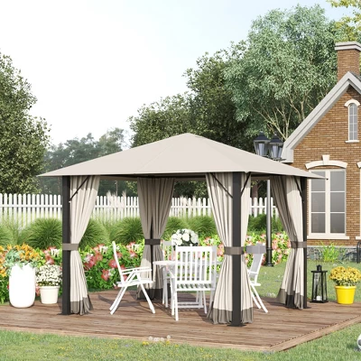 Outsunny Patio Gazebo Outdoor Canopy Shelter With Sidewalls, Vented Roof, Aluminum Frame For Garden, Lawn, Backyard And Deck 2 Outsunny Patio Gazebo Outdoor Canopy Shelter With Sidewalls, Vented Roof, Aluminum Frame For Garden, Lawn, Backyard And Deck - Image 2