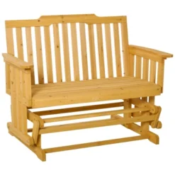 Outsunny Wooden Patio Glider Bench, Wood Outdoor Loveseat With High Back And Armrests, 2-Seat -OUTSUNNY Sales Store GUEST 2c6239e9 4a07 4ce5 baac 459616b4bc09