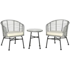 Outsunny 3-Piece Patio Rattan Chair And Table Furniture Set, Outdoor Bistro Set With Two Chairs And Coffee Table For Garden, Or Backyard -OUTSUNNY Sales Store GUEST 2c7f645b 7e5f 4341 a494 1f0989f1d852