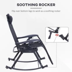 Outsunny Zero Gravity Reclining Rocking Chair, Lounge Rocker, Folding, Pillow, Side Tray, Cup And Phone Holder -OUTSUNNY Sales Store GUEST 2ca8b810 a368 439c 957c e72aee19cbcf