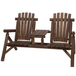Outsunny Wood Adirondack Patio Chair Bench With Center Coffee Table, Perfect For Lounging And Relaxing Outdoors -OUTSUNNY Sales Store GUEST 2d3f37f9 0f34 4d66 961f d8708475d4cd