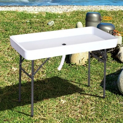 Outsunny 4FT Portable Folding Fish Fillet Cleaning Table Camping Picnic Ice Party Desk With Sink 1 Outsunny 4FT Portable Folding Fish Fillet Cleaning Table Camping Picnic Ice Party Desk With Sink