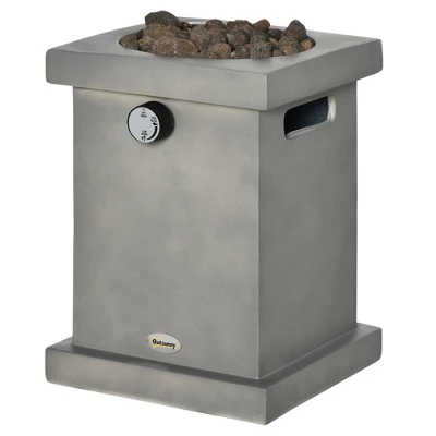 Outsunny Portable Outdoor Propane Fire Pit, Small Tabletop Fireplace, 10 Inch Square Gas Firebowl, 10,000 BTU, W/ Lava Rocks For Patio, Light Gray 3 Outsunny Portable Outdoor Propane Fire Pit, Small Tabletop Fireplace, 10 Inch Square Gas Firebowl, 10,000 BTU, W/ Lava Rocks For Patio, Light Gray - Image 3