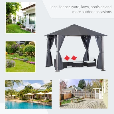 Outsunny Patio Gazebo 10' X 10' Outdoor Soft Top Canopy Tent With Zippered Mesh Sidewalls, Privacy Curtains, Netting 4 Outsunny Patio Gazebo 10' X 10' Outdoor Soft Top Canopy Tent With Zippered Mesh Sidewalls, Privacy Curtains, Netting - Image 4