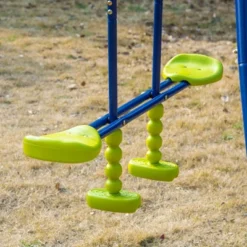 Outsunny Kids Metal Swing Set For Backyard, Outdoor Play Equipment, With Adjustable Swing Seat, Glider, Basket Hoop, Climb Ladder & Rope, A-Frame Stand, For 3-10 Years Old, Blue -OUTSUNNY Sales Store GUEST 2e7a55f6 cf3e 4cc6 ab50 75cc021e80bb