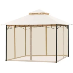 Outsunny 10'x10' Outdoor Patio Gazebo Canopy Metal Canopy Tent With 2-Tier Roof And Mesh Netting For Backyard -OUTSUNNY Sales Store GUEST 2f837f7e db26 4828 ab4d daf0202ae2ed