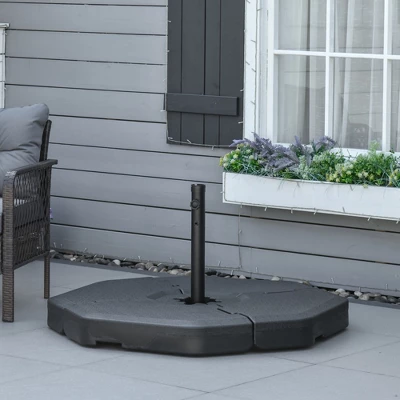 Outsunny 4 PC Patio Umbrella Base, Outdoor Hexagon Stand Cantilever Offset Umbrella Weights With 29 Lb. Capacity Water Or 275lb Capacity Sand, Black 2 Outsunny 4 PC Patio Umbrella Base, Outdoor Hexagon Stand Cantilever Offset Umbrella Weights With 29 Lb. Capacity Water Or 275lb Capacity Sand, Black - Image 2