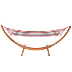 Outsunny 10' Hammock With Wood Stand, Rainbow Bed, Heavy Duty Roman Arc Hammock For Single Person For Patio Backyard Balcony Porch -OUTSUNNY Sales Store GUEST 33b187b4 8e1d 46e3 850b 3bd1d18aedf2