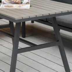 Outsunny 4 Piece Patio Furniture Set, Outdoor L-Shaped Sectional Sofa With 2 Couches, Bench, Dining Table, Cushions, Aluminum Conversation Set, Gray -OUTSUNNY Sales Store GUEST 33c9cc0f 898d 4083 8533 fb03b0a4fc30