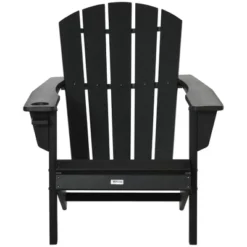 Outsunny Plastic Adirondack Chair, Outdoor Fire Pit Seating HDPE Lounger Chair With Cup Holder, High Back And Wide Seat For Patio, Backyard, Garden, Lawn -OUTSUNNY Sales Store GUEST 340ddb71 5b5c 41f4 8ace 1d9e10f9457c