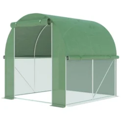 Outsunny 6' X 6' X 6' Tunnel Greenhouse Outdoor Walk-In Hot House With Roll-up Plastic Cover And Zippered Door, Steel Frame, Green -OUTSUNNY Sales Store GUEST 3552b7e7 00ca 4e0a b9ce 7ca993bd5ed3