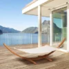 Outsunny Camping Hammock Outdoor Arch Wooden Hammock Bed With Stand W/ Straps And Hooks