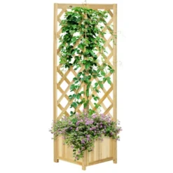 Outsunny Rustic Corner Planter With Trellis, Wooden Raised Garden Boxes Flower Bed For Backyard, Patio, Deck, Corner Use -OUTSUNNY Sales Store GUEST 38187718 1a9e 4851 b9c3 6d2d69ed8a3e