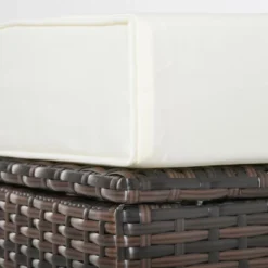 Outsunny 2 Pc 20" Outdoor PE Rattan Wicker Ottoman, Fade-Resistant Patio Footrest With Soft Cushion, Steel Frame, Brown, White -OUTSUNNY Sales Store GUEST 38fafbac ebb7 41dd 9d2d 7aacd5b4d89e