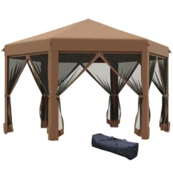 Outsunny 13' X 13' Heavy Duty Pop Up Canopy With Hexagonal Shape, 6 Mesh Sidewall Netting, 3-Level Adjustable Height And Strong Steel Frame -OUTSUNNY Sales Store GUEST 3a409cd0 1188 4450 94fd d13d096b8928
