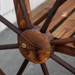 Outsunny Wooden Wagon Wheel Bench, 3-Person Rustic Slatted Seat, Outdoor Patio Furniture, Brown -OUTSUNNY Sales Store GUEST 3a8f5ac8 0c37 4553 98c9 c3359cab2328