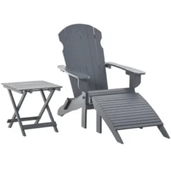 Outsunny 3-Piece Folding Adirondack Chair Set With Ottoman And Side Table, Outdoor Wooden Accent Furniture Fire Pit Lounge Chairs For Patio -OUTSUNNY Sales Store GUEST 3d9d3234 6670 4403 be3d d8138901e42a