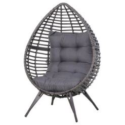 Outsunny Patio Wicker Lounge Chair With Soft Cushion, Outdoor/Indoor PE Rattan Egg Teardrop Cuddle Chair With Height Adjustable Knob For Backyard Garden Lawn Living Room -OUTSUNNY Sales Store GUEST 3e507e42 3cf6 4491 99c1 2c7ccbfdedc8