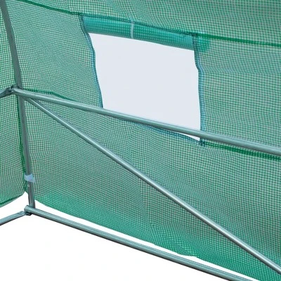 Outsunny 26' X 10' X 7' Outdoor Walk-In Tunnel Greenhouse With Roll-up Windows & Zippered Door, Steel Frame, & PE Cover 6 Outsunny 26' X 10' X 7' Outdoor Walk-In Tunnel Greenhouse With Roll-up Windows & Zippered Door, Steel Frame, & PE Cover - Image 6