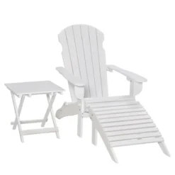 Outsunny 3-Piece Folding Adirondack Chair Set With Ottoman And Side Table, Outdoor Wooden Accent Furniture Fire Pit Lounge Chairs For Patio -OUTSUNNY Sales Store GUEST 3eaa204d cdaf 43f0 89be 2753873795f6