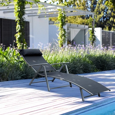 Outsunny Steel Fabric Outdoor Folding Chaise Lounge Chair Recliner With Portable Design & 7 Adjustable Backrest Positions 1 Outsunny Steel Fabric Outdoor Folding Chaise Lounge Chair Recliner With Portable Design & 7 Adjustable Backrest Positions