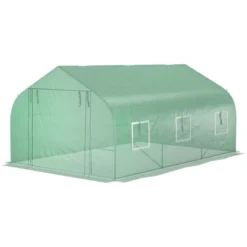 Outsunny 9.8' X 11.4' X 6.8' Outdoor Walk-In Tunnel Greenhouse Hot House With Roll-up Windows, Zippered Door, PE Cover, Green -OUTSUNNY Sales Store GUEST 40a2d219 2b87 45eb 8af8 262bf1bf9793