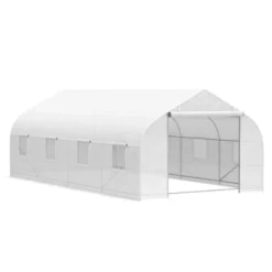 Outsunny 20' X 10' X 7' Tunnel Greenhouse Large Walk-In Warm House Deluxe High GardenHot House With 8 Roll Up Windows & Roll Up Door, Steel Frame -OUTSUNNY Sales Store GUEST 4195e5b5 4d1f 4ccd bf5a 81df8d14f38f