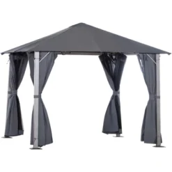 Outsunny Patio Gazebo 10' X 10' Outdoor Soft Top Canopy Tent With Zippered Mesh Sidewalls, Privacy Curtains, Netting 9 Outsunny Patio Gazebo 10' X 10' Outdoor Soft Top Canopy Tent With Zippered Mesh Sidewalls, Privacy Curtains, Netting -OUTSUNNY Sales Store GUEST 41990f96 50f8 4ec4 9801 af151ae3a263
