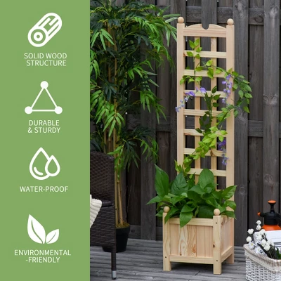 Outsunny Raised Garden Bed With Trellis Board Back & Strong Wooden Design & Materials 6 Outsunny Raised Garden Bed With Trellis Board Back & Strong Wooden Design & Materials - Image 6