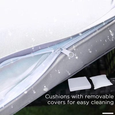 Outsunny 3-Piece Bistro Set Outdoor Wicker Furniture Set With Rattan Rocking Chair, Side Table For Patio Backyard Garden And Balcony 4 Outsunny 3-Piece Bistro Set Outdoor Wicker Furniture Set With Rattan Rocking Chair, Side Table For Patio Backyard Garden And Balcony - Image 4