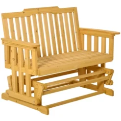 Outsunny Wooden Patio Glider Bench, Wood Outdoor Loveseat With High Back And Armrests, 2-Seat -OUTSUNNY Sales Store GUEST 449cfc58 e25a 49a3 9063 c59d369f340c