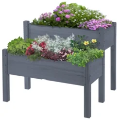 Outsunny 34" X 34" X 28" Raised Garden Bed 2-Tier Wooden Planter Box For Backyard, Patio To Grow Vegetables, Herbs, And Flowers Gray 7 Outsunny 34" X 34" X 28" Raised Garden Bed 2-Tier Wooden Planter Box For Backyard, Patio To Grow Vegetables, Herbs, And Flowers Gray -OUTSUNNY Sales Store GUEST 47498060 7219 41a5 a9f2 be62717ffe45
