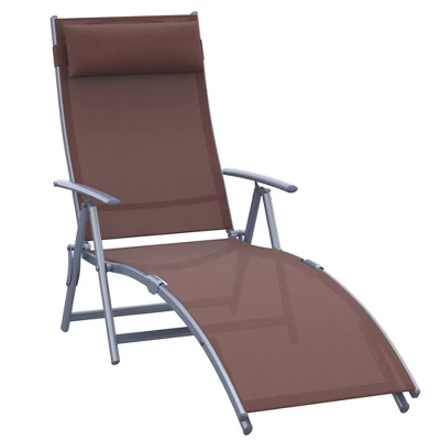 Outsunny Steel Fabric Outdoor Folding Chaise Lounge Chair Recliner With Portable Design & 7 Adjustable Backrest Positions 8 Outsunny Steel Fabric Outdoor Folding Chaise Lounge Chair Recliner With Portable Design & 7 Adjustable Backrest Positions - Image 8