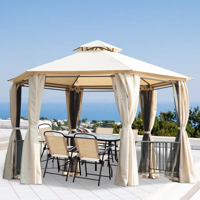 Outsunny 13' X 13' Outdoor Patio Gazebo Canopy Pavilion With Removable Mesh Netting, Curtains, Double Tiered Roof, UV Protection & Large Floor Space 2 Outsunny 13' X 13' Outdoor Patio Gazebo Canopy Pavilion With Removable Mesh Netting, Curtains, Double Tiered Roof, UV Protection & Large Floor Space - Image 2