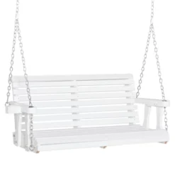 Outsunny 46" 2-Person Porch Swing Wooden Patio Swing Bench With Cup Holders, Slatted Design, & Chains Included, 440lb Weight Capacity -OUTSUNNY Sales Store GUEST 4911b124 012a 4066 bb73 b9b07f891af7