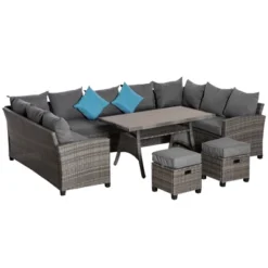 Outsunny 6 Pieces Patio Wicker Conversation Furniture Set, Outdoor All Weather PE Rattan Sectional Sofa Set, Table & Cushions, -OUTSUNNY Sales Store GUEST 4b552713 c393 4a45 97ba 02d27be118c7