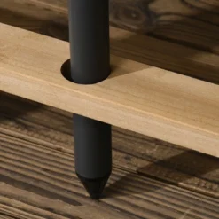 Outsunny 5 Piece Patio Furniture, 6 Seat Outdoor Dining Set, Natural Wood Dinner Table, 2 Chairs, Loveseats With Armrests & Umbrella Hole, Light Brown -OUTSUNNY Sales Store GUEST 4bfe41a6 c49c 4c6a bfe3 f5e85a59f504