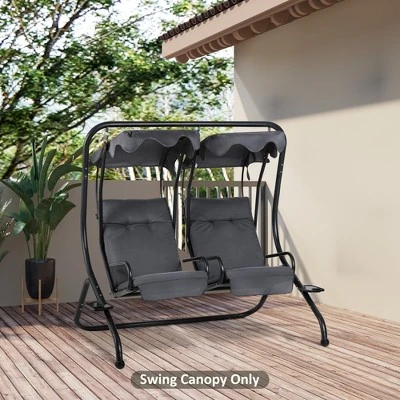 Outsunny 2-Seater Swing Canopy Replacement With Tubular Framework, Outdoor Swing Seat Top Cover 2 Outsunny 2-Seater Swing Canopy Replacement With Tubular Framework, Outdoor Swing Seat Top Cover - Image 2