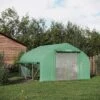 Outsunny Walk-in Tunnel Greenhouse With Zippered Mesh Doors & Roll-up Sidewalls, Upgraded Hot House, Green, 11.5' X 10' X 6.5'