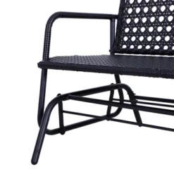 Outsunny Patio 2-Person Wicker Glider Bench Rocking Chair, Outdoor All-Hand Woven PE Rattan Loveseat For Patio, Garden, Porch, Lawn, Black -OUTSUNNY Sales Store GUEST 4d549c58 cf73 4d0e 8d9f 865a7ff498a5
