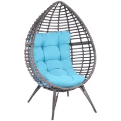 Outsunny Patio Wicker Lounge Chair With Soft Cushion, Outdoor/Indoor PE Rattan Egg Teardrop Cuddle Chair With Height Adjustable Knob For Backyard Garden Lawn Living Room -OUTSUNNY Sales Store GUEST 4e51f06d dae8 4c68 a3d7 50192743e55d