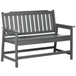 Outsunny Outdoor Bench, 2-Person Park Style Garden Bench With All-Weather HDPE, 704 Lbs. Weight Capacity, Slatted Back & Armrests, Dark Gray -OUTSUNNY Sales Store GUEST 5115fa87 916c 4616 b155 79487769a2e2