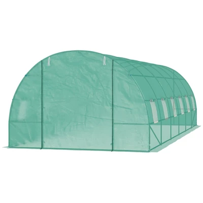 Outsunny 26' X 10' X 7' Outdoor Walk-In Tunnel Greenhouse With Roll-up Windows & Zippered Door, Steel Frame, & PE Cover 3 Outsunny 26' X 10' X 7' Outdoor Walk-In Tunnel Greenhouse With Roll-up Windows & Zippered Door, Steel Frame, & PE Cover - Image 3