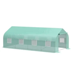 Outsunny 20' X 10' X 7' Tunnel Greenhouse Large Walk-In Warm House Deluxe High GardenHot House With 8 Roll Up Windows & Roll Up Door, Steel Frame -OUTSUNNY Sales Store GUEST 52fdbda1 bd81 488c 89ec 84bda605eebc
